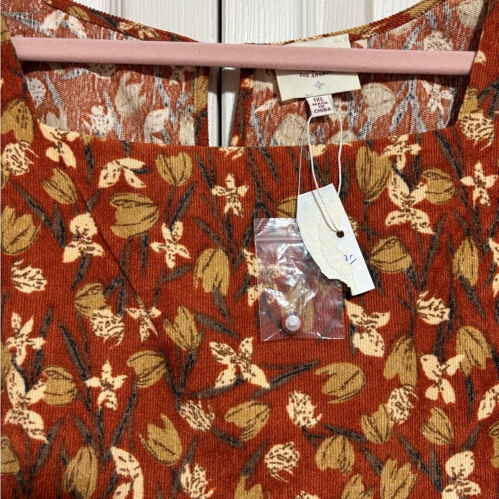 Hayden Corduroy Floral Midi Dress - Picture 3 of 10